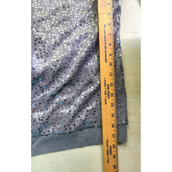 TOP/CARDIGAN-QUACKER FACTORY-Gray-One Piece Tank & Cardigan-Sequins-Size LRG - Picture 12 of 13